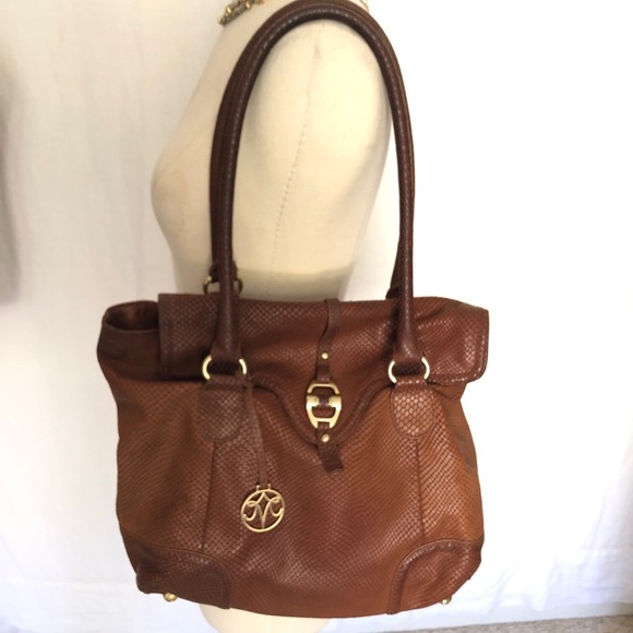 Johnston & Murphy leather snakeskin brown purse with brass accents - Picture 1 of 9